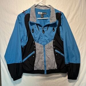 Jamie Sadock Women's Size Medium black white stripe blue studded zip up jacket